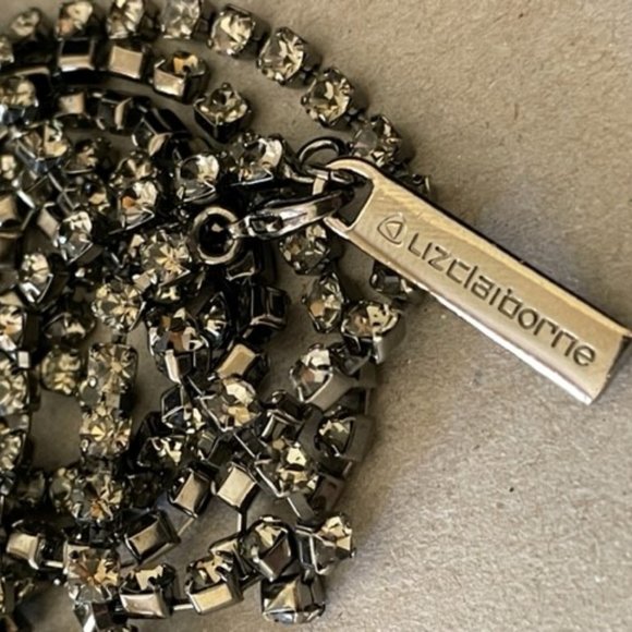 Liz Claiborne 42" Long Flapper Style Smoky Quartz Rhinestone Tennis Necklace - Picture 1 of 7